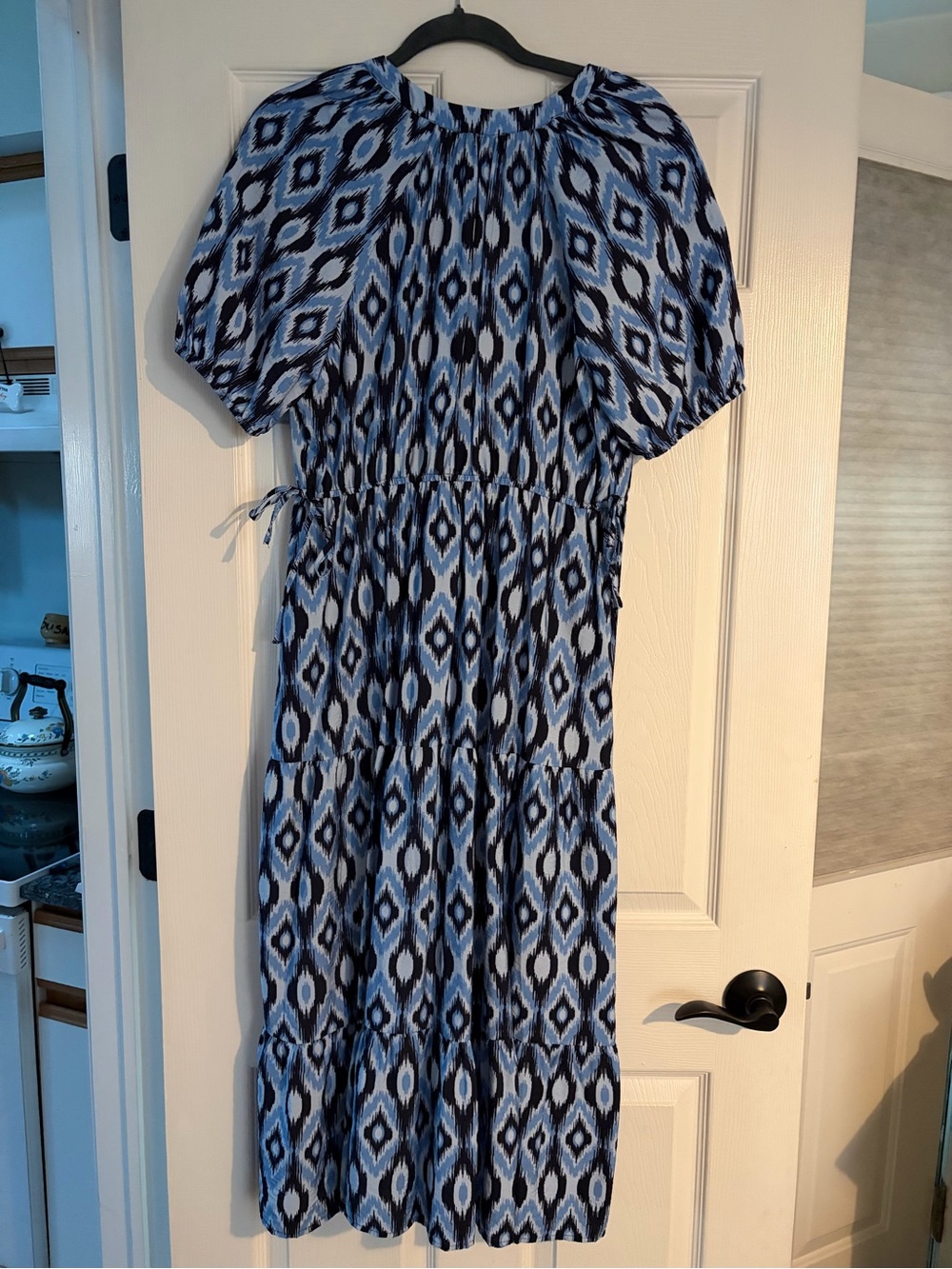 Johnston & Murphy Blue and Black Ikat Midi Dress